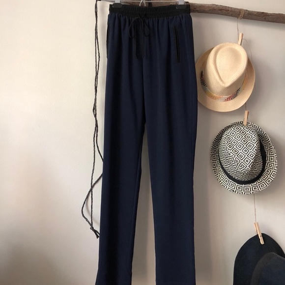 Aqua Pants - Aqua navy and black pants can
